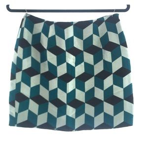 Geometric Silk Rodarte Mini Skirt